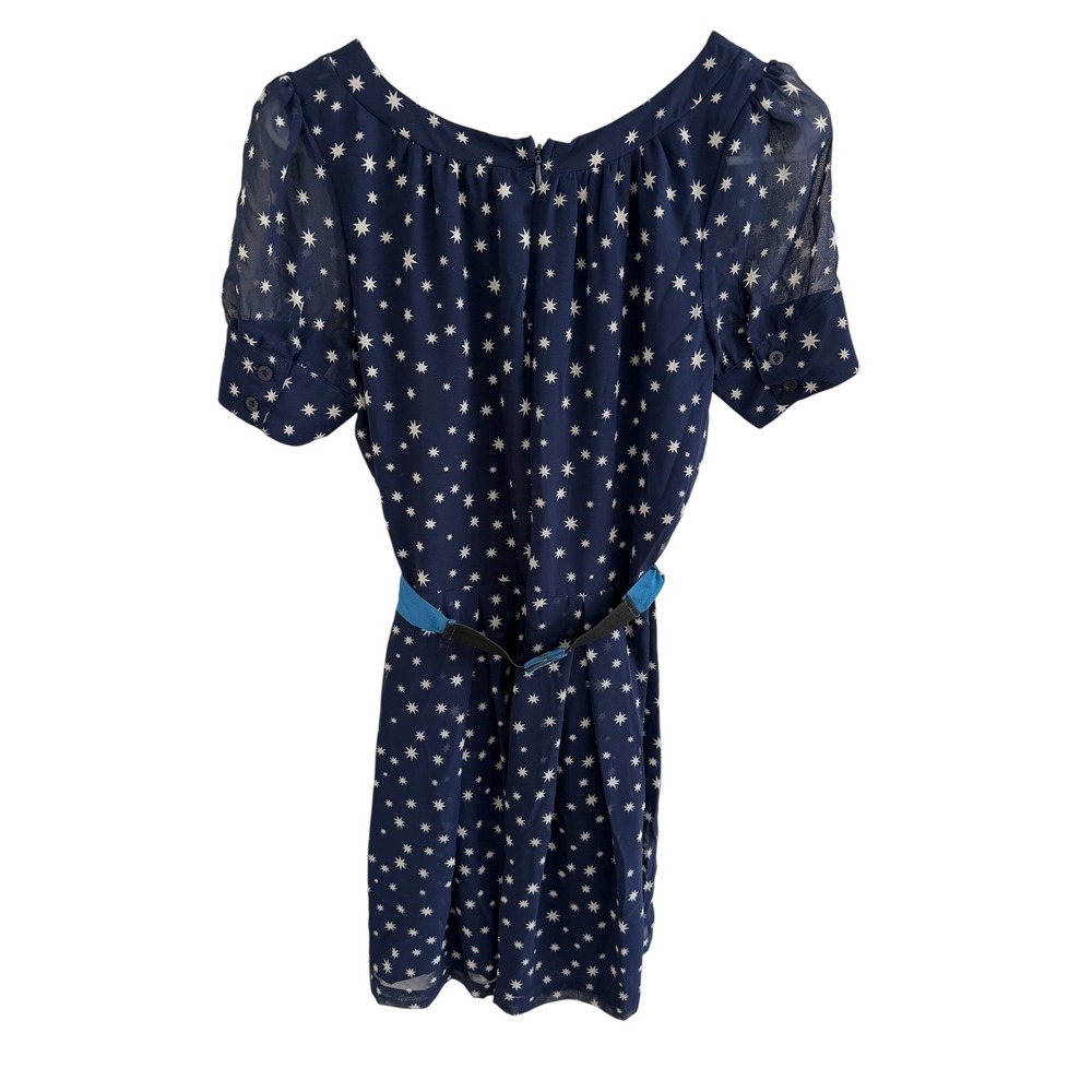 Tommy Hilfiger Girl Navy Star Print Dress NWT Size Medium Bow Belt - Picture 3 of 9